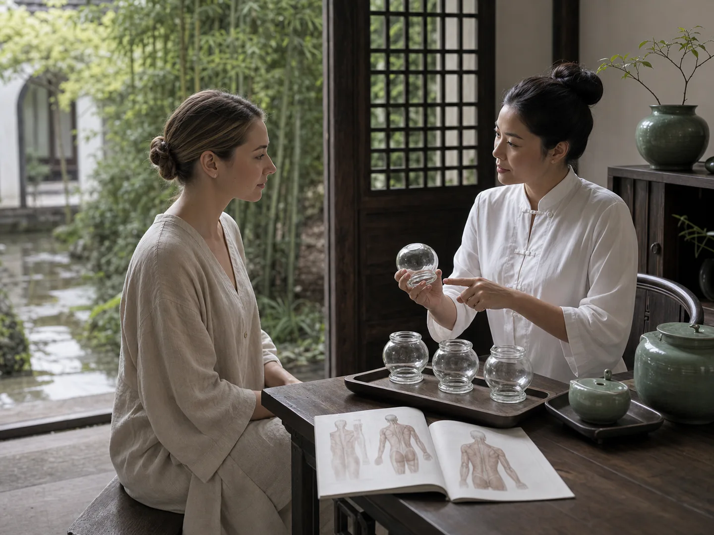 Traditional Chinese wellness service setting for Cupping Therapy